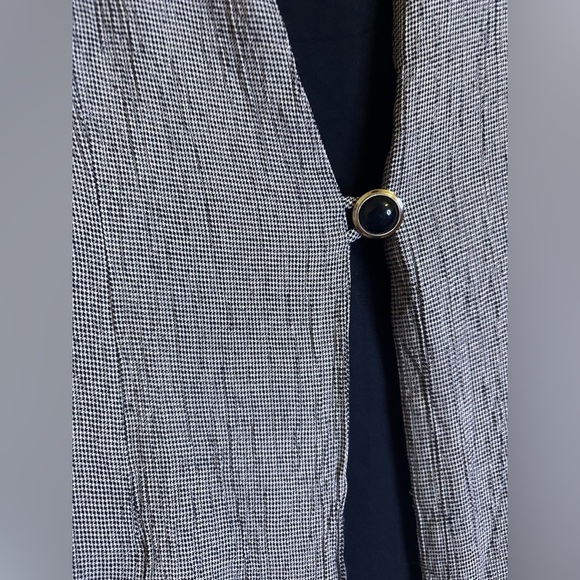 Michael Blake Vintage 14P Two-Piece Dress Jacket Set Navy & Gray Floral - Picture 3 of 11